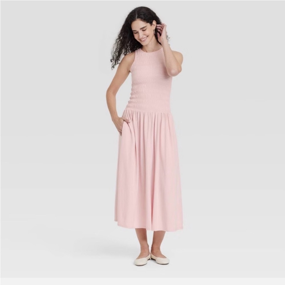 Universal Thread Smocked Pink Midi Dress
